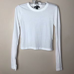 Forever 21 White cotton long sleeve crop top
